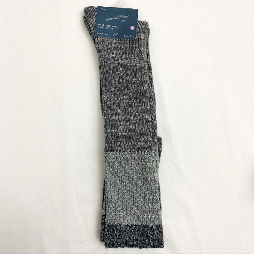Women’s Over The Knee Boot Socks Textured Gray